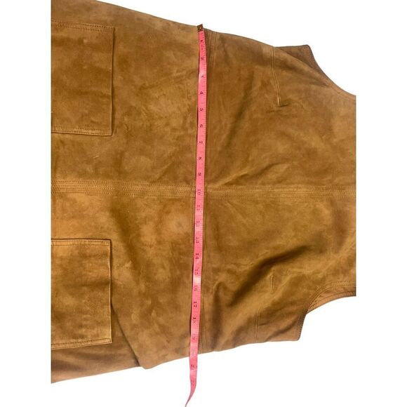 Boden 100% leather camel brown shift mod 60’s 70’s sleeveless dress US12 - Picture 4 of 13